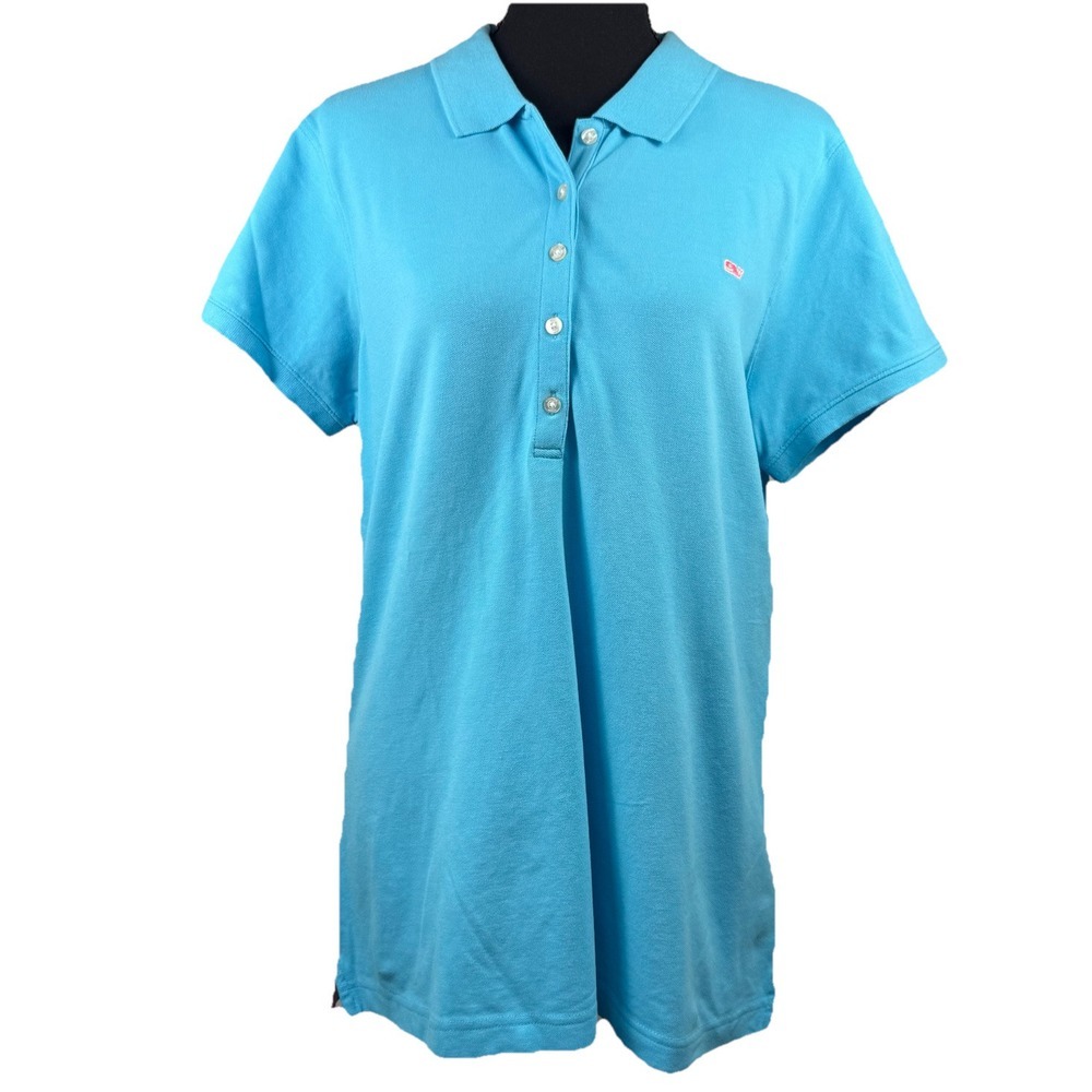 Vineyard Vines Women's Short Sleeve Polo in Aqua Blue